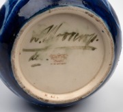 MOORCROFT "Florian Ware" pottery vase with peacock decoration on blue ground, stamped "Florian Ware" with signature, 32cm high. - 3