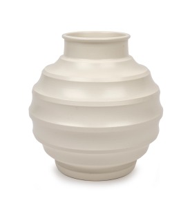 WEDGWOOD cream glazed Art Deco vase designed by KEITH MURRAY, circular factory mark to base, 18cm high.