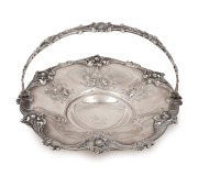 An antique English sterling silver basket with repousse floral decoration, made by Robinson, Edkins & Aston of Birmingham, circa 1840, 24cm high, 31cm wide, 796 grams.