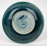 MOORCROFT "Waratah" pottery bowl on celadon green ground, impressed signature mark to base "Moorcroft, Potter To H.M. The Queen,. Made In England", 22.5cm diameter. - 2