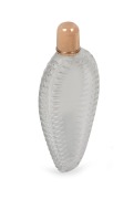 An antique cut crystal scent bottle with original stopper and rose gold cap (1.3 grams), 19th century, ​​​​​​​8.5cm high.