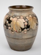 MOORCROFT "Leaves & Berries" pattern pottery vase with salt glazed finish, impressed factory to base "Moorcroft, Made In England, 22cm high. - 2