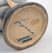 MOORCROFT "Landscape" pattern pottery vase with rare salt glazed finish, impressed "Moorcroft, Made In England" plus blue signature "W. Moorcroft", 32cm high, 19cm wide. - 3