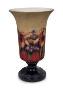 MOORCROFT "Orchid" pattern pottery chalice shaped vase, impressed signature mark "Moorcroft, Made In England, Potter To H.M. The Queen", 36cm high.