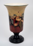 MOORCROFT "Orchid" pattern pottery chalice shaped vase, impressed signature mark "Moorcroft, Made In England, Potter To H.M. The Queen", 36cm high. - 2