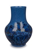 MOORCROFT "Cornflower" pottery vase on blue ground, impressed "Moorcroft, Made In England", with blue signature to base, an impressive 35cm high.