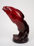 ROYAL DOULTON flambe rising trout, factory mark to base "Royal Doulton England, Made in England, Flambe", 30.5cm high. - 2