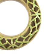 KLYTIE SLATER (PATE) pierced pottery flower ring with green glazed top, early example crafted before her marriage and subsequent change of name, incised "Klytie Slater, 1936" with additional incised monogram in cartouche, 4cm high, 18.5cm diameter. - 3