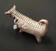 McLAREN brown glazed pottery bull statue, incised "McLaren", 17.5cm high, 30cm long. - 4