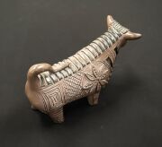 McLAREN brown glazed pottery bull statue, incised "McLaren", 17.5cm high, 30cm long. - 5