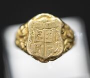 WILLIAM LAMBORN rare 18ct gold signet ring with Ballarat coat of arms, circa 1850s, stamped "W.L." flanked by two crowns. Stamped pieces from Lamborn from this early period are extremely scarce and this ring is one only three examples known to our rooms a - 5