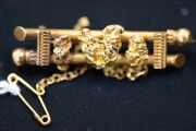 W.J. KAIN of Western Australia antique 18ct gold miner's brooch with natural gold nugget specimens, 19th century, stamped "18c. W.J. KAIN", ​​​​​​​5cm wide, 12.3 grams total. - 3