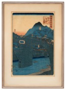 Two antique Japanese woodblock prints, Meiji Period, 19th/20th century, ​​​​​​​34 x 23cm each, 46 x 33cm each overall. - 2