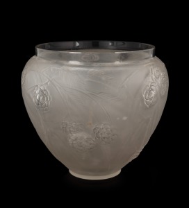 LALIQUE "N&eacute;fliers" French frosted art glass vase, stamped "R. Lalique", 14cm high.