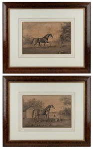 ARTIST UNKNOWN, I.) (equestrian scene), II.) (equestrian scene), monocolours, 24 x 36cm, 53 x 66cm each overall.