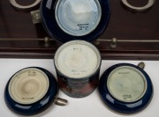 MOORCROFT rare "Pomegranate" pattern pottery smoker's companion set with mahogany and silver plated caddy, (5 items), impressed mark to base "Moorcroft, Made In England", 21cm wide, 43cm wide. - 4