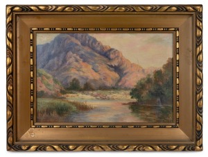 ARTIST UNKNOWN, (mountain landscape), oil on canvas, 29 x 44cm, 46 x 61cm overall.