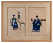 Set of twelve antique Chinese paintings on silk, framed as pairs in six frames, 19th century, 43 x 53cm each overall. - 6