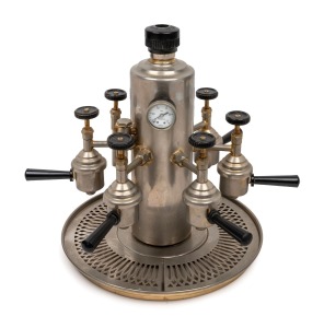 FEMOKA of Paris vintage French six group electric espresso coffee maker, mid 20th century, ​​​​​​​33cm high, 40cm wide.