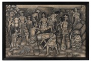 Group of three Balinese oil paintings, each signed and titled, the largest 70 x 88cm overall. - 2