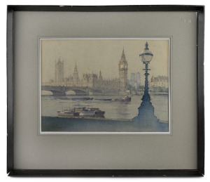 BRIAN MEAD, Westminster, watercolour, signed lower left, 27 x 37cm, 49 x 59cm overall.