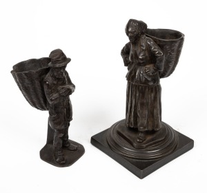 Two cast bronze figural match holders, 19th century, ​​​​​​​the larger 13.5cm high.