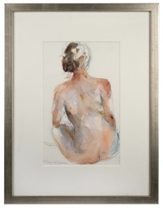 TINA HAMSON, Sophie, watercolour and pencil, signed lower right, 32 x 20cm x 52 x 40cm overall.
