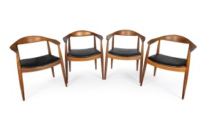 HANS WEGNER "THE CHAIR" (Mod. No.503) set of four Danish teak armchairs, circa 1950s,