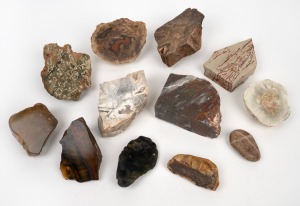 MINERAL SPECIMENS including cut and polished tiger eye and thunder egg, (qty).