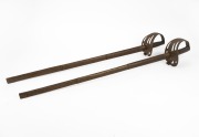 Two Burmese military parade swords in brass scabbards with engraved blades, mid 20th century, ​​​​​​​93cm long. - 2