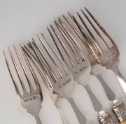 Antique English fish knives and forks with solid sterling blades and collars on ivory handles, 19th century, (12 items), 480 grams total including ivory handles. - 3