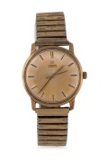OMEGA automatic wristwatch in 9ct gold case with baton numeral, ​​​​​​​inscribed on reverse. 3.6cm wide including crown.