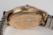 OMEGA automatic wristwatch in 9ct gold case with baton numeral, ​​​​​​​inscribed on reverse. 3.6cm wide including crown. - 2