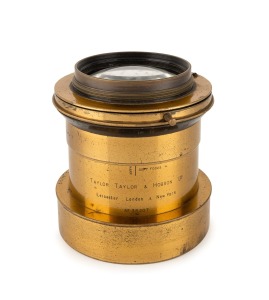 TAYLOR, TAYLOR & HOBSON: Cooke Series IIA Portrait 12" f3.5 brass lens [#38207], c. 1910s, with inscription "City Sale & Exchange - 26 & 28 Kings Road - Sloane Square - London".