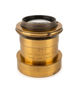 TAYLOR, TAYLOR & HOBSON: Cooke Series IIA Portrait 12" f3.5 brass lens [#38207], c. 1910s, with inscription "City Sale & Exchange - 26 & 28 Kings Road - Sloane Square - London".