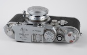 LEITZ: Red-dial (self-timer, Wetzlar) Leica IIIf film camera [#723686], c. 1950, with Elmar 50mm f3.5 lens [#1122175] and Leica lens cap. - 4