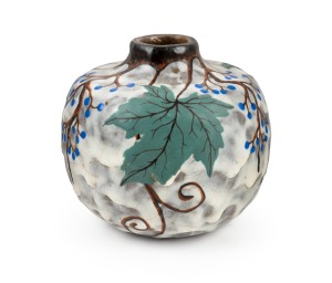 LOUIS DAGE French Art Deco pottery vase with vine decoration, signed "Dage, Made in France", 13cm high.