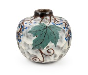 LOUIS DAGE French Art Deco pottery vase with vine decoration, signed "Dage, Made in France", ​​​​​​​13cm high.
