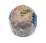 LOUIS DAGE French Art Deco pottery lidded bowl with blue floral decoration, signed "L. Dage, France", 10.5cm high. - 5