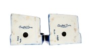 CARLTON WARE pair of English porcelain Art Deco bookends with floral decoration on blue ground, black factory mark to base, 13cm high. - 4