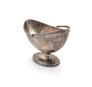A Georgian sterling silver bon bon basket with engraved family crest, made in London, circa 1784, 16cm high, 215 grams. - 2