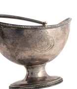 A Georgian sterling silver bon bon basket with engraved family crest, made in London, circa 1784, 16cm high, 215 grams. - 4
