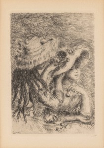 PIERRE-AUGUSTE RENOIR (1841-1919), Le Chapeau Epingle (pinning the hat), posthumous etching, signed in plate lower left, 13 x 10cm, 42 x 34cm overall.
