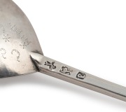 An impressive antique English sterling silver St. John apostle spoon, made by Francis Jackson of London in 1562, bearing later inscription "I*C" over "B*S, 1647", 17.5cm long, 58 grams. - 3