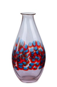 CENEDESE Murano glass vase with banded murrine decoration, 32cm high.