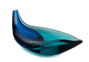 CENEDESE blue and green sommerso console bowl with vase end, 16cm high, 37cm wide.