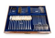 Antique sterling silver cutlery, housed in an impressive oak canteen, circa 1900, (118 pieces). This set was made for Benjamin Jewellers of Melbourne, who were leading diamond merchants of the day and has been handed down through the family. 6160+ grams t - 3