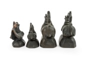 A set of four antique Burmese bronze weights, 19th/20th century, ​​​​​​​the largest 18cm high. - 4
