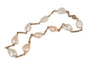 An Australian 9ct gold and Keshi pearl necklace, stamped "DBAN, 375", 46cm long, ​​​​​​​46 grams total including pearls.