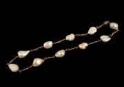 An Australian 9ct gold and Keshi pearl necklace, stamped "DBAN, 375", 46cm long, ​​​​​​​46 grams total including pearls. - 2
